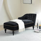 Modern Velvet Upholstered Cushioned One Armed Chaise Lounge with Nailhead Trim