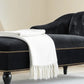 Modern Velvet Upholstered Cushioned One Armed Chaise Lounge with Nailhead Trim