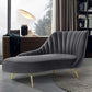 Glam Style Upholstered Cushioned Velvet Rolled Arms Chaise Lounge Black Right-Arm Chaise Clearhalo 'Chairs & Seating' 'Chaise Lounge' 'chaise_lounge' 'furn' 'furn_chaise_lounge' 'Furniture' 'Living Room Furniture' 7676061