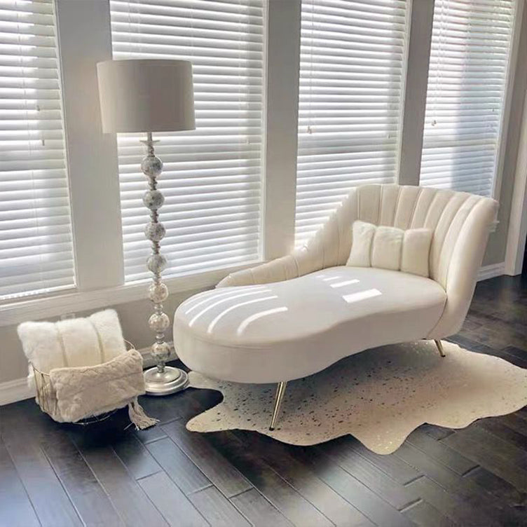 Glam Style Upholstered Cushioned Velvet Rolled Arms Chaise Lounge White Right-Arm Chaise Clearhalo 'Chairs & Seating' 'Chaise Lounge' 'chaise_lounge' 'furn' 'furn_chaise_lounge' 'Furniture' 'Living Room Furniture' 7676063