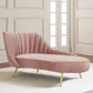 Glam Style Upholstered Cushioned Velvet Rolled Arms Chaise Lounge Pink Left-Arm Chaise Clearhalo 'Chairs & Seating' 'Chaise Lounge' 'chaise_lounge' 'furn' 'furn_chaise_lounge' 'Furniture' 'Living Room Furniture' 7676064