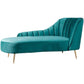 Glam Style Upholstered Cushioned Velvet Rolled Arms Chaise Lounge Sky Blue Right-Arm Chaise Clearhalo 'Chairs & Seating' 'Chaise Lounge' 'chaise_lounge' 'furn' 'furn_chaise_lounge' 'Furniture' 'Living Room Furniture' 7676070