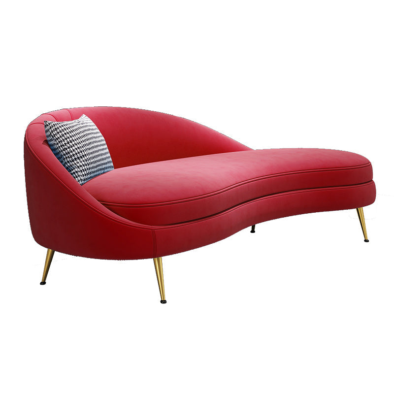 Scandinavische effen kleur fluweel getufte chaise stoel met gerolde armen
