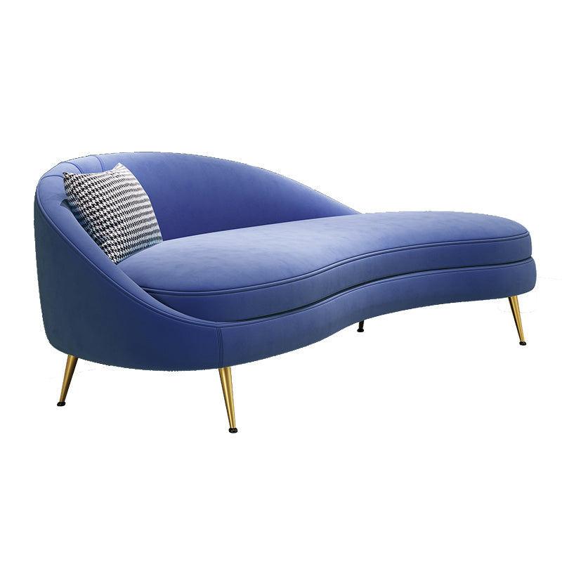 Scandinavische effen kleur fluweel getufte chaise stoel met gerolde armen