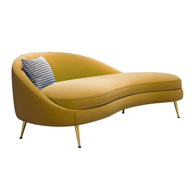 Scandinavische effen kleur fluweel getufte chaise stoel met gerolde armen