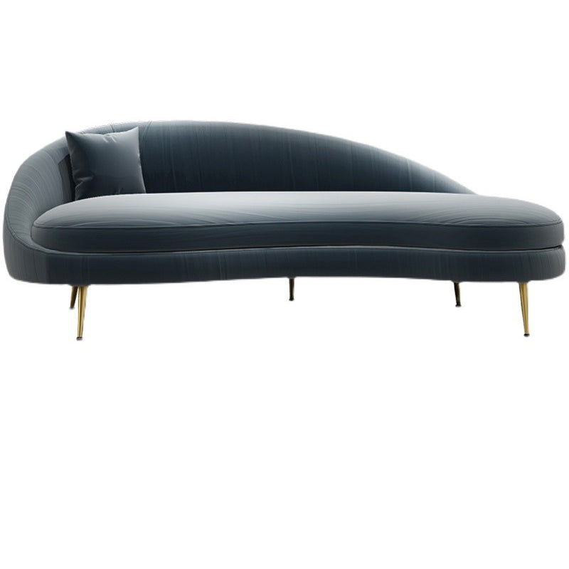 Scandinavische effen kleur fluweel getufte chaise stoel met gerolde armen