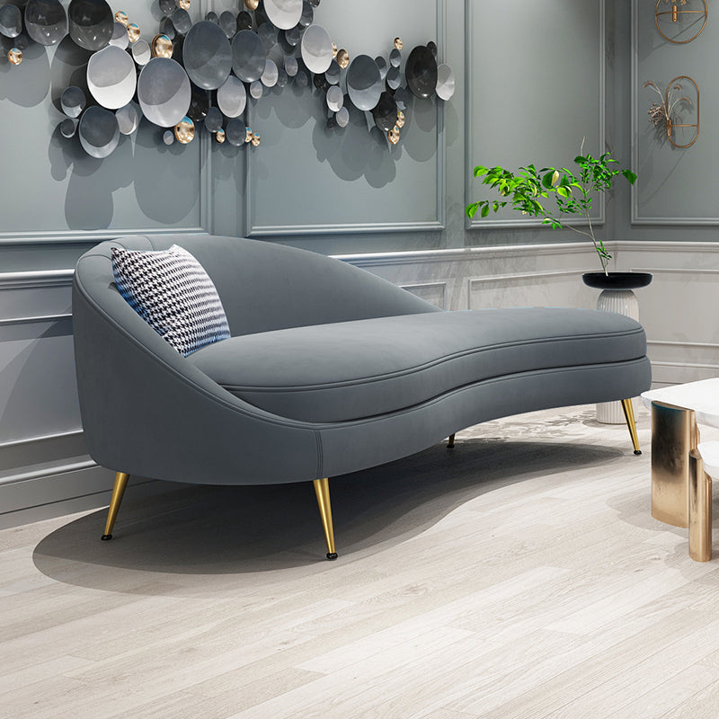 Scandinavische effen kleur fluweel getufte chaise stoel met gerolde armen