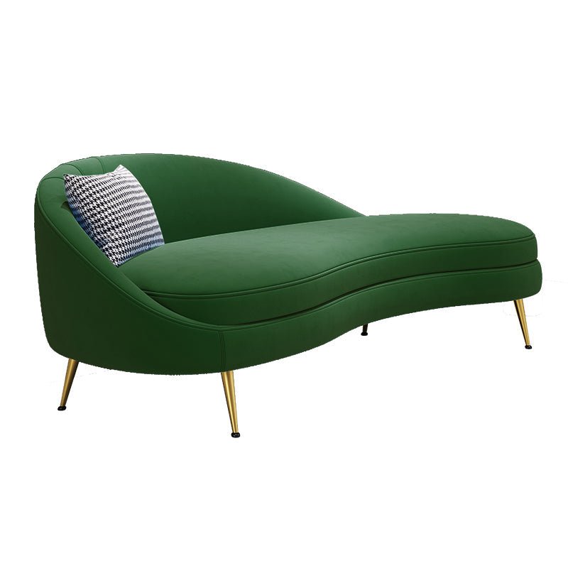Scandinavische effen kleur fluweel getufte chaise stoel met gerolde armen