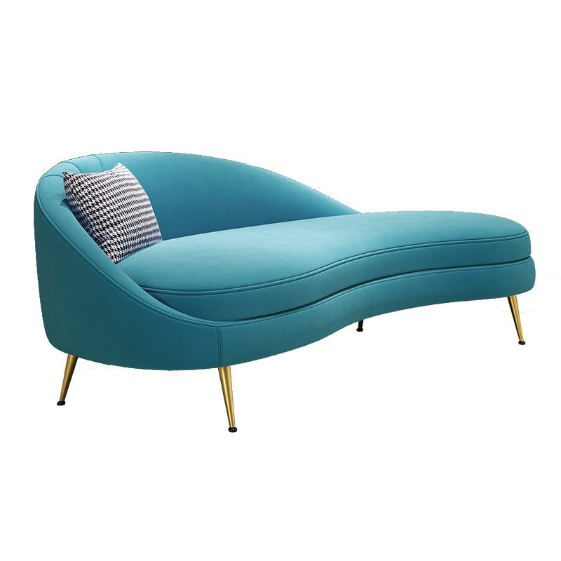 Scandinavische effen kleur fluweel getufte chaise stoel met gerolde armen