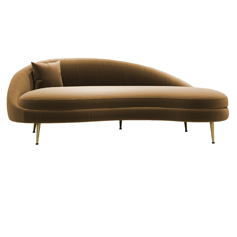 Scandinavische effen kleur fluweel getufte chaise stoel met gerolde armen