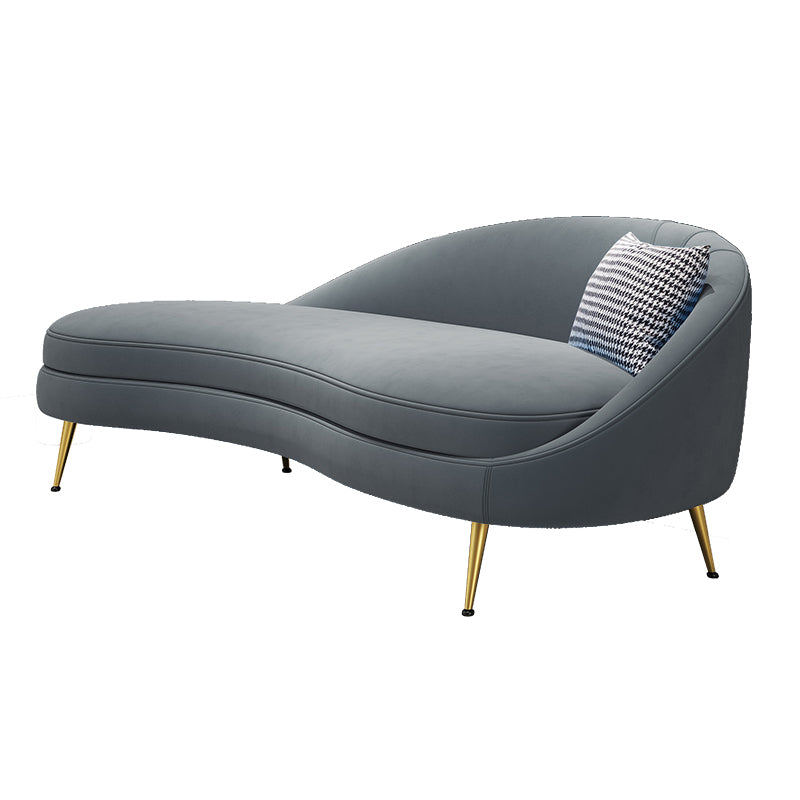Scandinavische effen kleur fluweel getufte chaise stoel met gerolde armen
