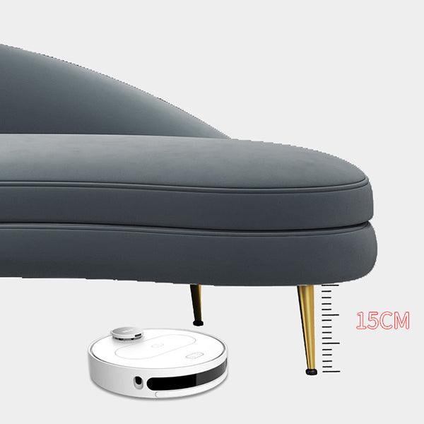 Scandinavische effen kleur fluweel getufte chaise stoel met gerolde armen