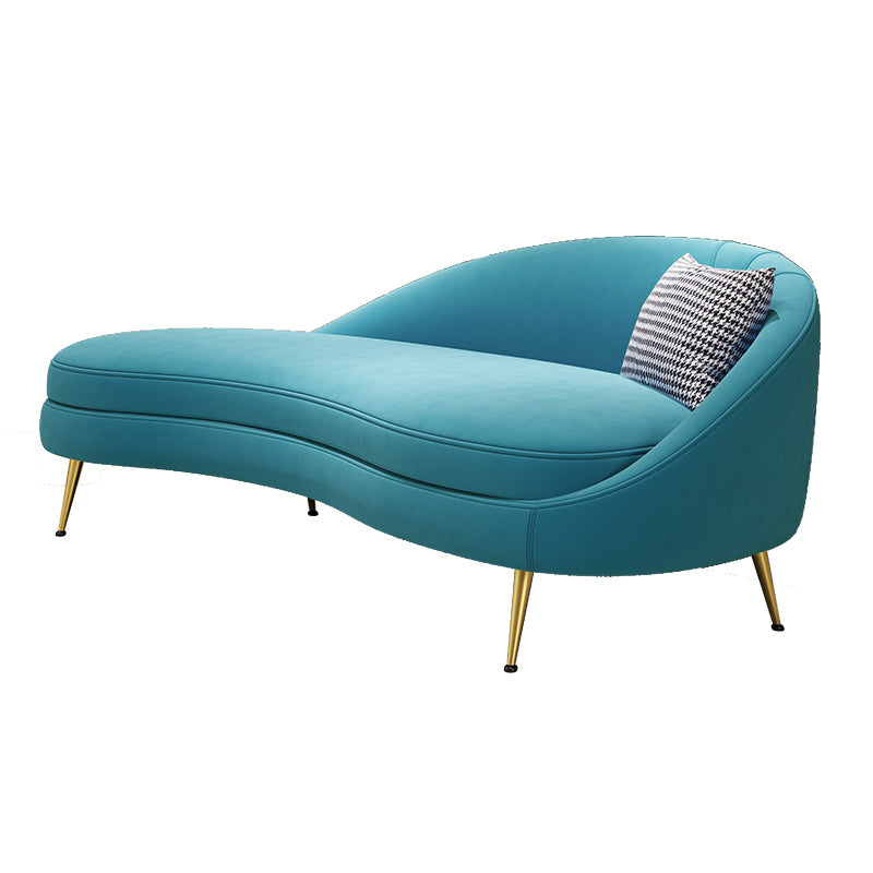 Scandinavische effen kleur fluweel getufte chaise stoel met gerolde armen