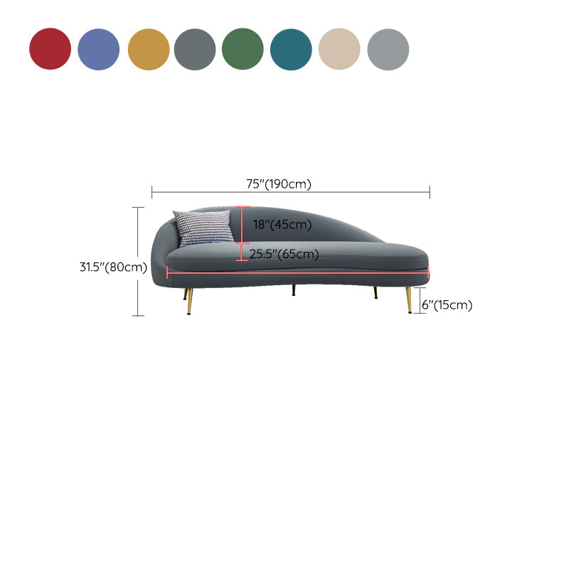 Scandinavische effen kleur fluweel getufte chaise stoel met gerolde armen