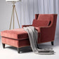 Divano chaise longue moderno imbottito in misto cotone con braccioli quadrati