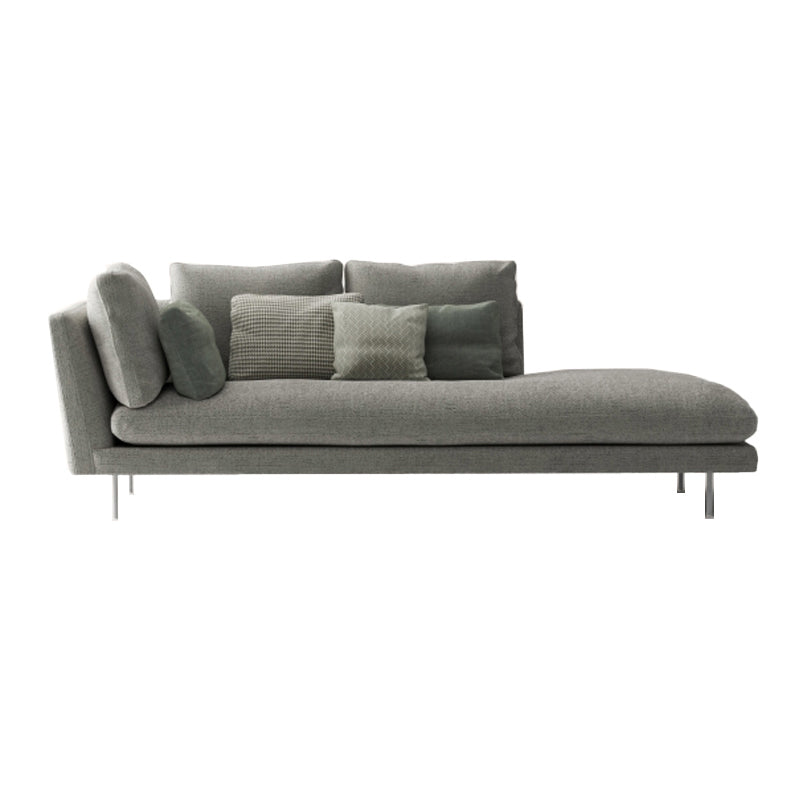 Contemporary Upholstered Cotton Blend Flared Arm Chaise Lounge in Gray Left-Arm Chaise Clearhalo 'Chairs & Seating' 'Chaise Lounge' 'chaise_lounge' 'furn' 'furn_chaise_lounge' 'Furniture' 'Living Room Furniture' 7676122