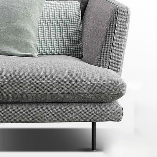 Contemporary Upholstered Cotton Blend Flared Arm Chaise Lounge in Gray