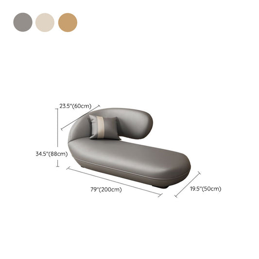 Contemporary Upholstered Solid Color Genuine Leather One Armed Chaise Lounge Clearhalo 'Chairs & Seating' 'Chaise Lounge' 'chaise_lounge' 'furn' 'furn_chaise_lounge' 'Furniture' 'Living Room Furniture' 7676158