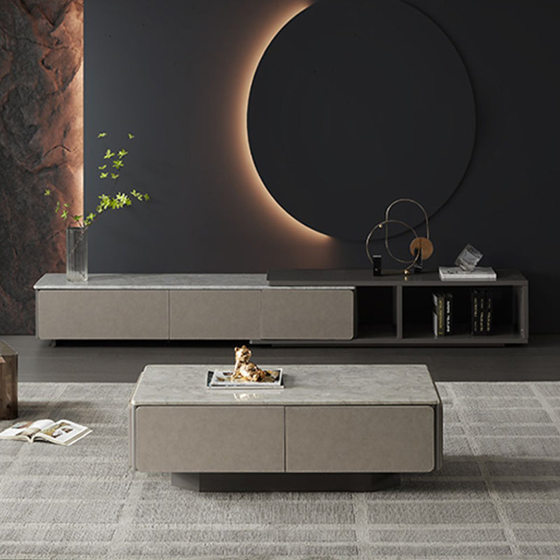 Contemporary Coffee Or End Table Marble with Storage Drawers Rectangle Clearhalo 'Coffee & Accent Tables' 'Coffee Tables' 'coffee_tables' 'furn' 'furn_coffee_tables' 'Furniture' 'Living Room Furniture' 7676182
