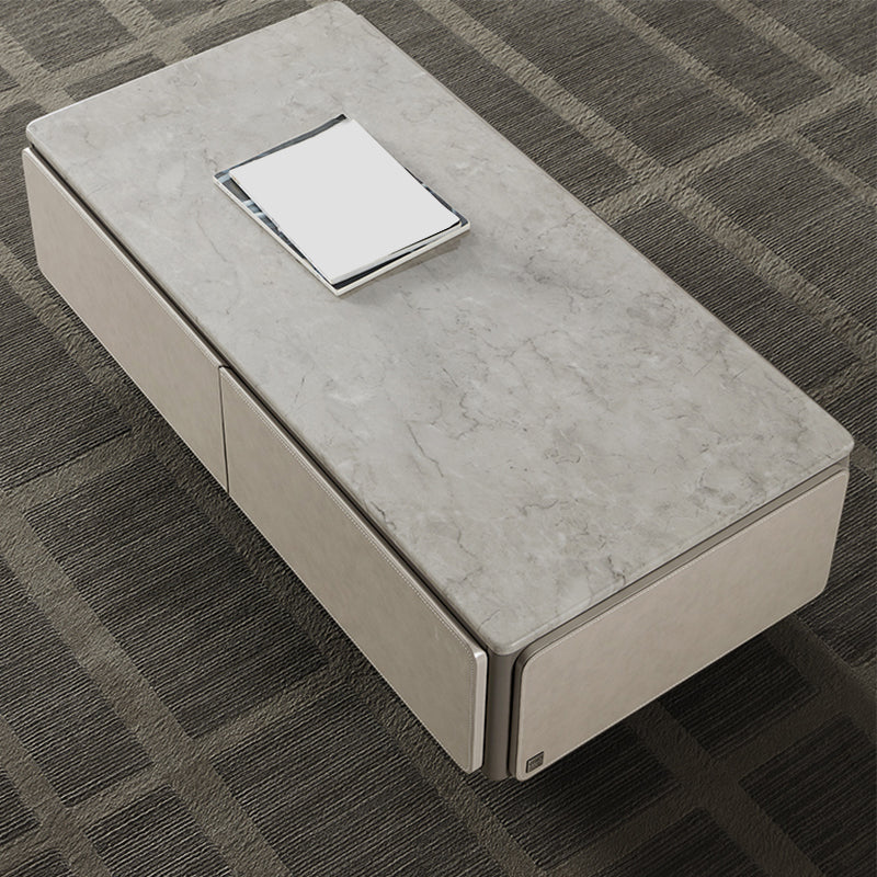 Contemporary Coffee Or End Table Marble with Storage Drawers Rectangle Clearhalo 'Coffee & Accent Tables' 'Coffee Tables' 'coffee_tables' 'furn' 'furn_coffee_tables' 'Furniture' 'Living Room Furniture' 7676183