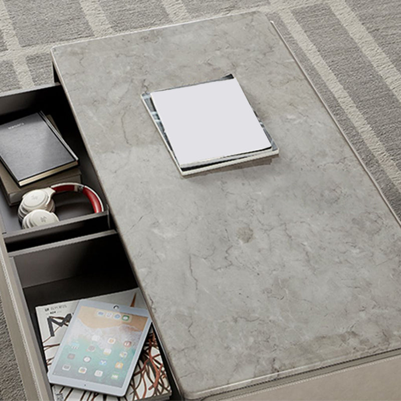 Contemporary Coffee Or End Table Marble with Storage Drawers Rectangle Clearhalo 'Coffee & Accent Tables' 'Coffee Tables' 'coffee_tables' 'furn' 'furn_coffee_tables' 'Furniture' 'Living Room Furniture' 7676186
