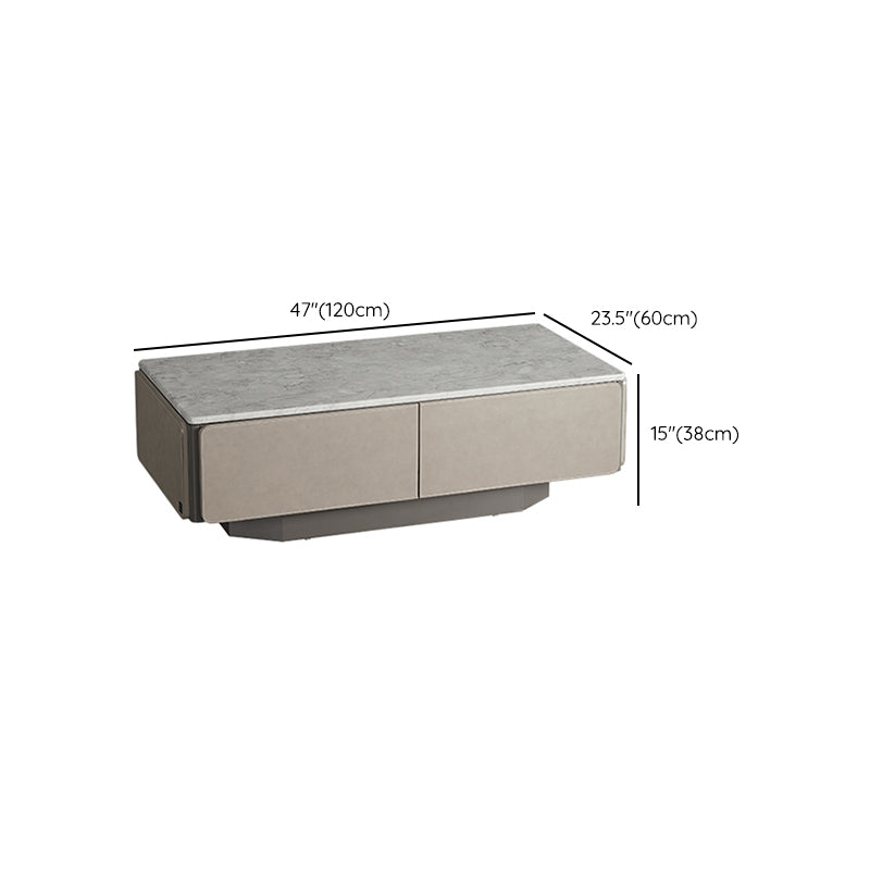 Contemporary Coffee Or End Table Marble with Storage Drawers Rectangle Clearhalo 'Coffee & Accent Tables' 'Coffee Tables' 'coffee_tables' 'furn' 'furn_coffee_tables' 'Furniture' 'Living Room Furniture' 7676190