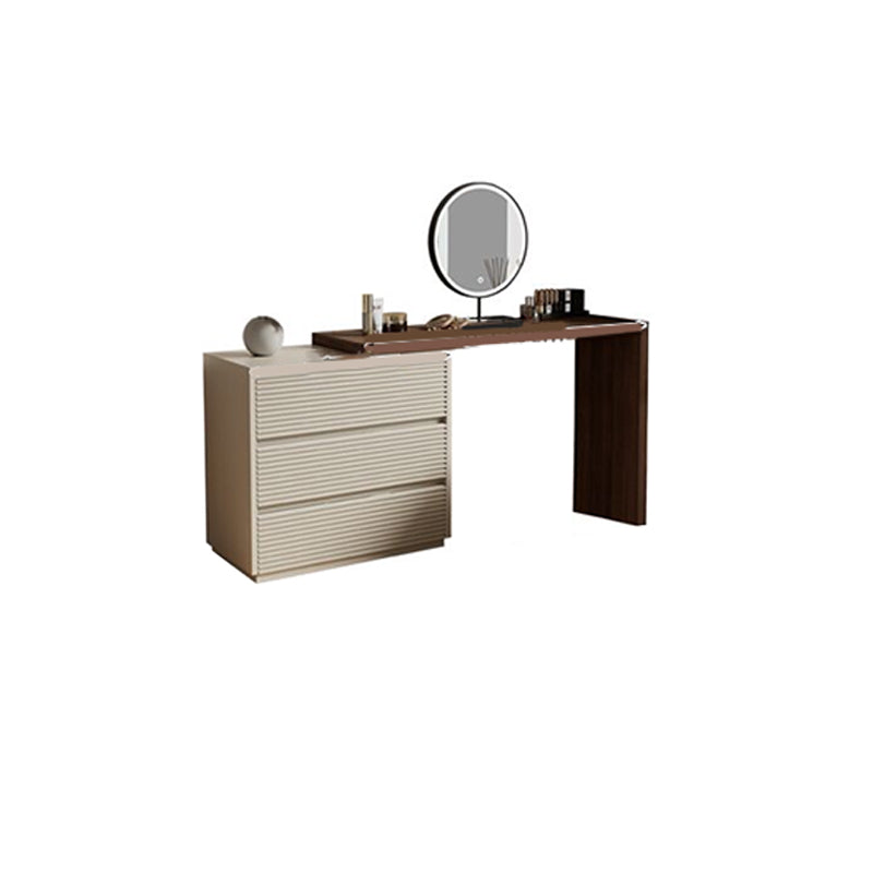 Wooden Bedroom Lighted Mirror With Drawer Makeup Vanity Desk