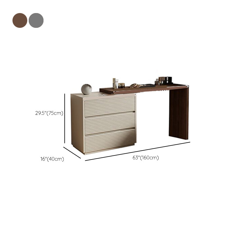 Wooden Bedroom Lighted Mirror With Drawer Makeup Vanity Desk