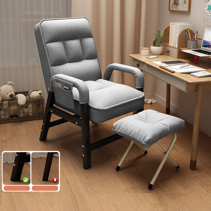 Contemporary Linen Blend Recliner Chair with Tufted Back and Side Pockets