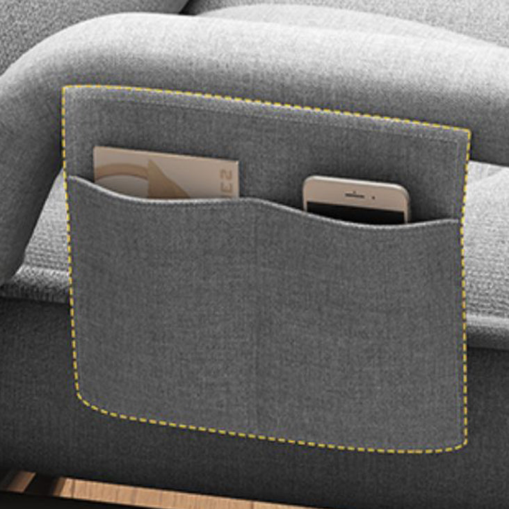 Sedia reclinabile con miscela di lino contemporanea con schiena trapuntata e tasche laterali