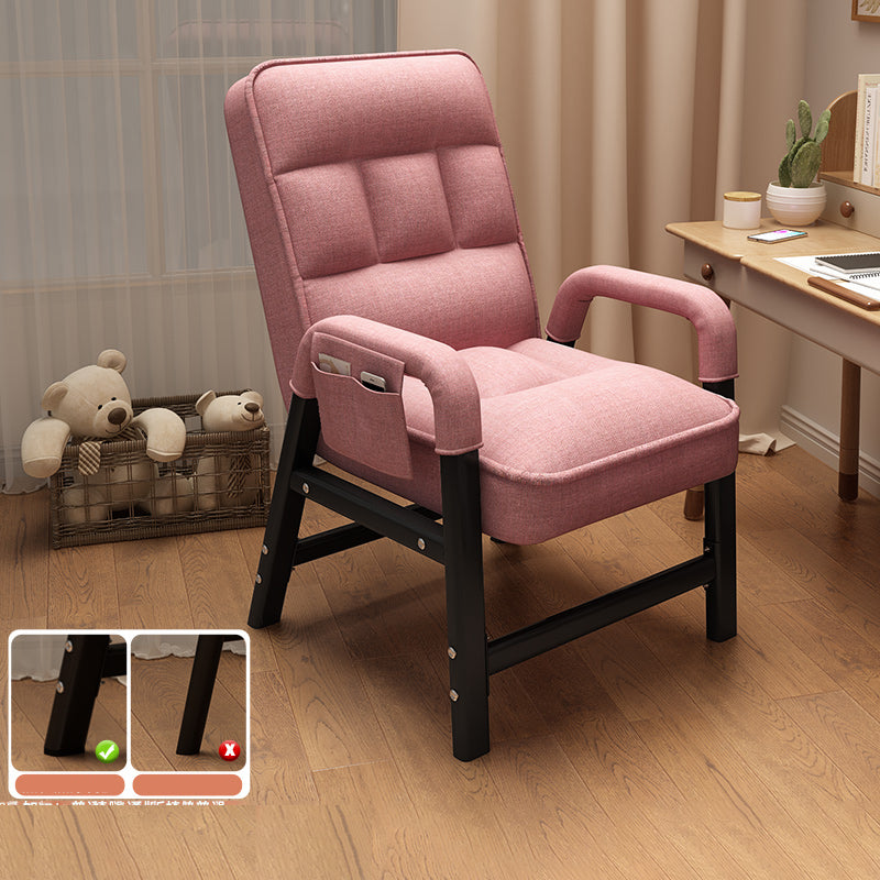 コンテンポラリーリネンブレンドリクライニングチェアとタフテッドバックとサイドポケット