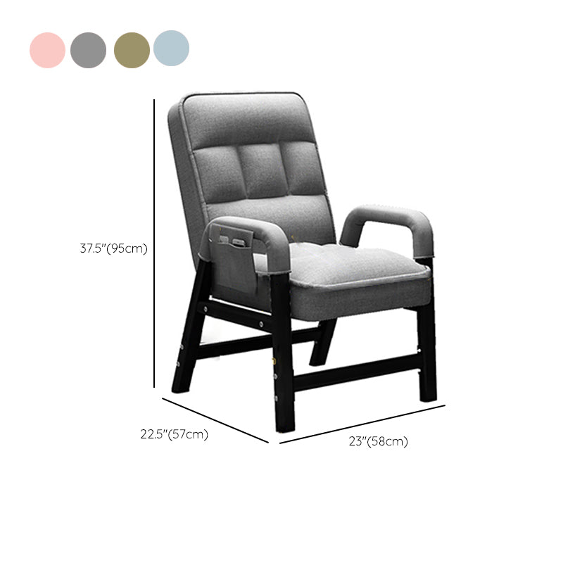 コンテンポラリーリネンブレンドリクライニングチェアとタフテッドバックとサイドポケット