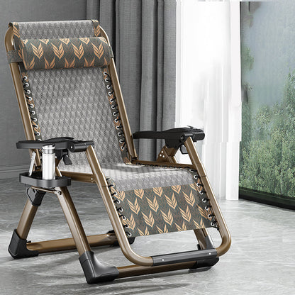 Traditionele metalen basisreckstoel met armen en bekerhouders