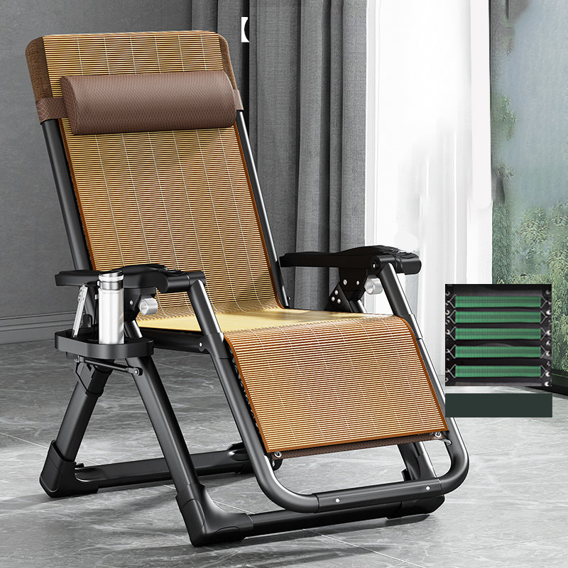 Silla reclinable de base de metal tradicional con brazos y portavasos
