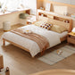 Contemporary Panel Bed in Natural Solid Wood Bed with Rectangular Headboard