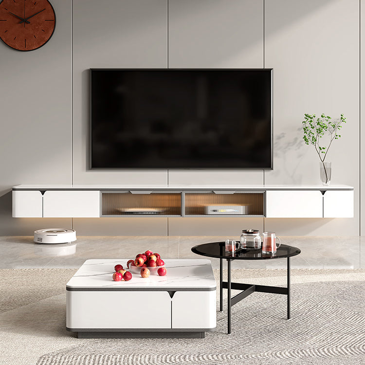 Contemporary TV Console Floating Faux Stone Media Console for Home Clearhalo 'furn' 'furn_tv_stands_entertainment_centers' 'Furniture' 'Living Room Furniture' 'TV Stands & Entertainment Centers' 'TV Stands & Media Storage Furniture' 'tv_stands_entertainment_centers' 7676803