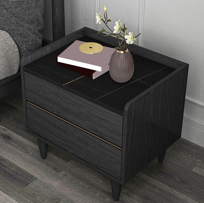 Contemporary Bed Nightstand Drawer Storage Night Table for Bedroom Black-Gold 1 Piece Clearhalo 'Bedroom Furniture' 'furn' 'furn_night_stand' 'Furniture' 'night_stand' 'Nightstands' 7676847