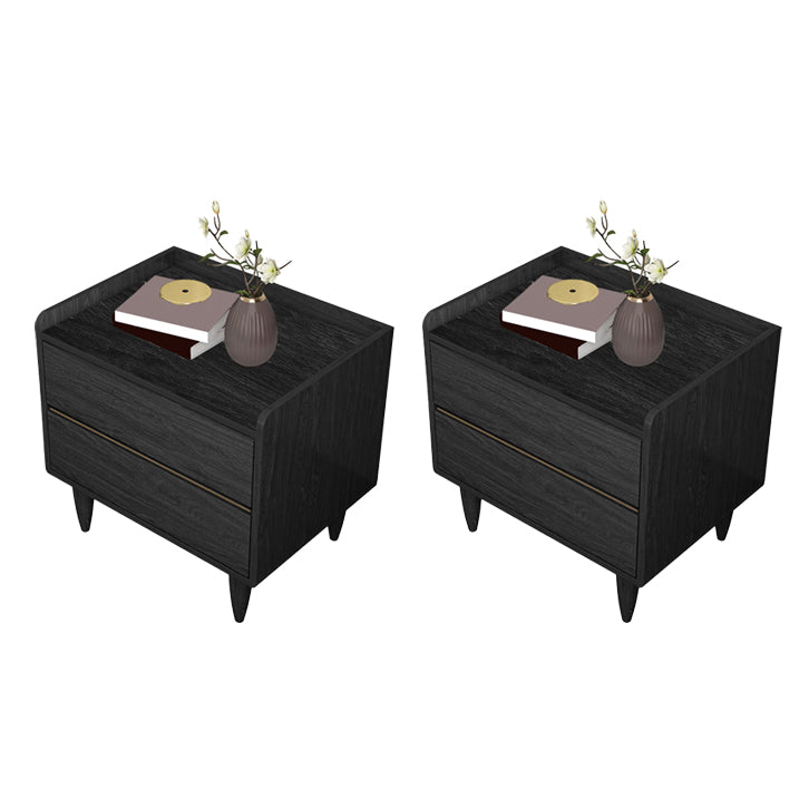 Contemporary Bed Nightstand Drawer Storage Night Table for Bedroom 18"L x 16"W x 20.5"H Black 2 Piece Set Clearhalo 'Bedroom Furniture' 'furn' 'furn_night_stand' 'Furniture' 'night_stand' 'Nightstands' 7676854