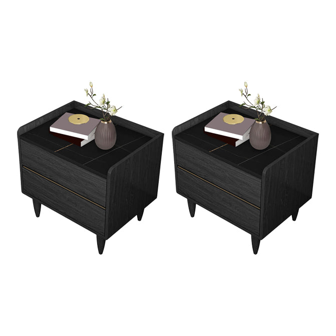 Contemporary Bed Nightstand Drawer Storage Night Table for Bedroom 18"L x 16"W x 20.5"H Black-Gold 2 Piece Set Clearhalo 'Bedroom Furniture' 'furn' 'furn_night_stand' 'Furniture' 'night_stand' 'Nightstands' 7676858