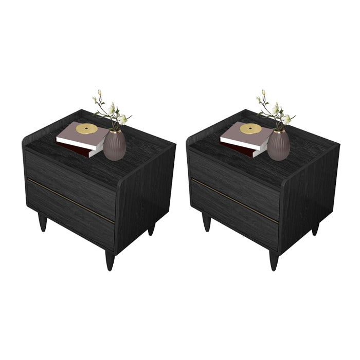 Contemporary Bed Nightstand Drawer Storage Night Table for Bedroom 20"L x 16"W x 20.5"H Black 2 Piece Set Clearhalo 'Bedroom Furniture' 'furn' 'furn_night_stand' 'Furniture' 'night_stand' 'Nightstands' 7676859