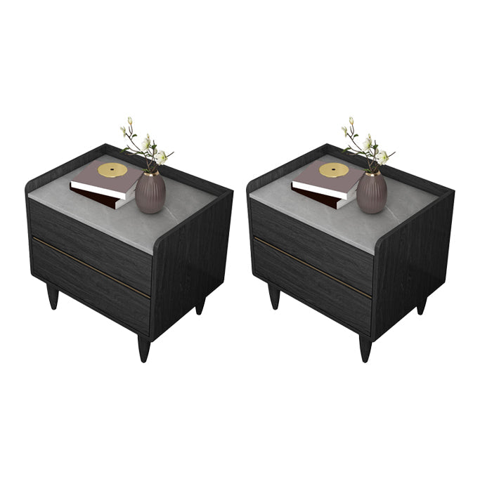 Contemporary Bed Nightstand Drawer Storage Night Table for Bedroom 20"L x 16"W x 20.5"H Grey 2 Piece Set Clearhalo 'Bedroom Furniture' 'furn' 'furn_night_stand' 'Furniture' 'night_stand' 'Nightstands' 7676860