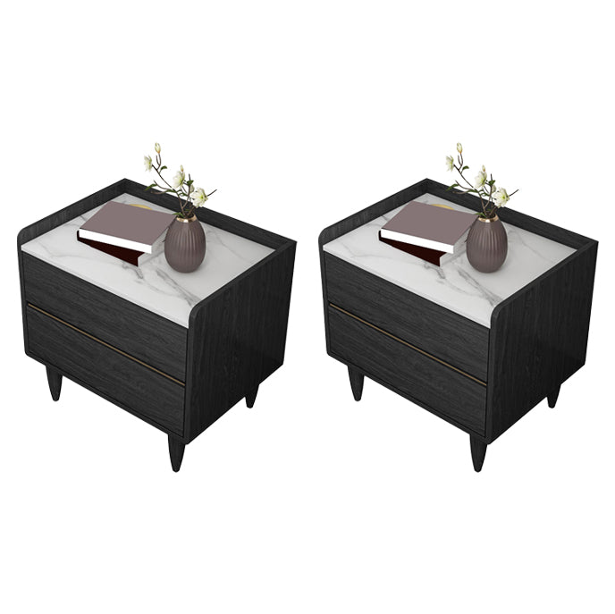 Contemporary Bed Nightstand Drawer Storage Night Table for Bedroom 20"L x 16"W x 20.5"H White 2 Piece Set Clearhalo 'Bedroom Furniture' 'furn' 'furn_night_stand' 'Furniture' 'night_stand' 'Nightstands' 7676861