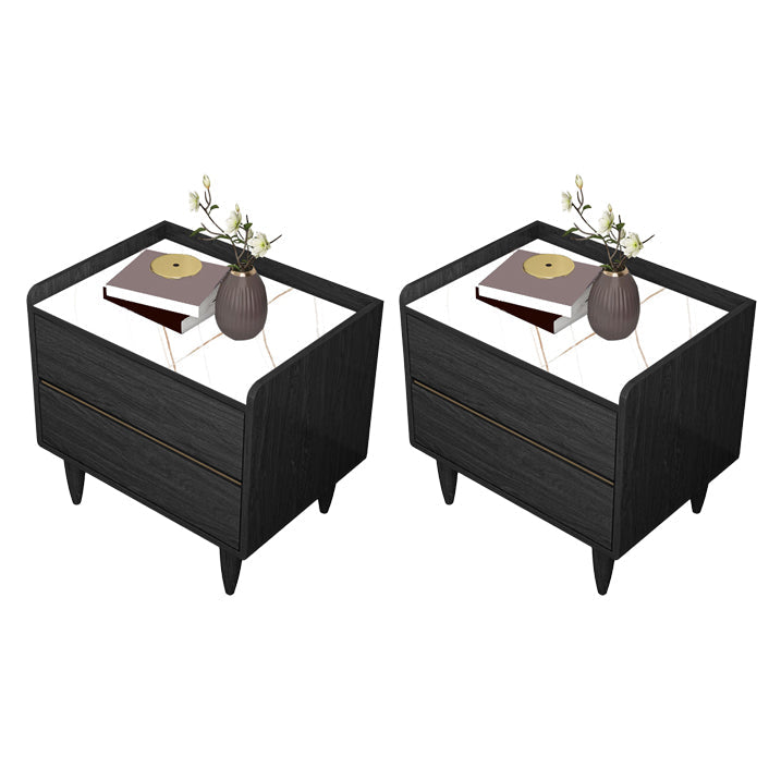 Contemporary Bed Nightstand Drawer Storage Night Table for Bedroom 20"L x 16"W x 20.5"H White-Gold 2 Piece Set Clearhalo 'Bedroom Furniture' 'furn' 'furn_night_stand' 'Furniture' 'night_stand' 'Nightstands' 7676863