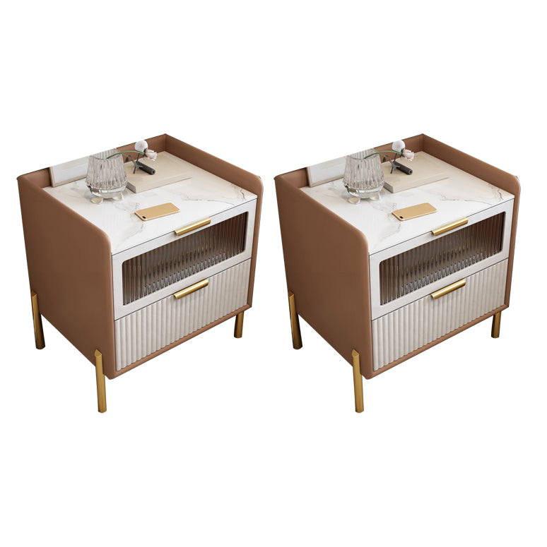 Glam Pine Wood Accent Table Nightstand Drawers Included with Legs Orange 2 Piece Set Clearhalo 'Bedroom Furniture' 'furn' 'furn_night_stand' 'Furniture' 'night_stand' 'Nightstands' 7676879