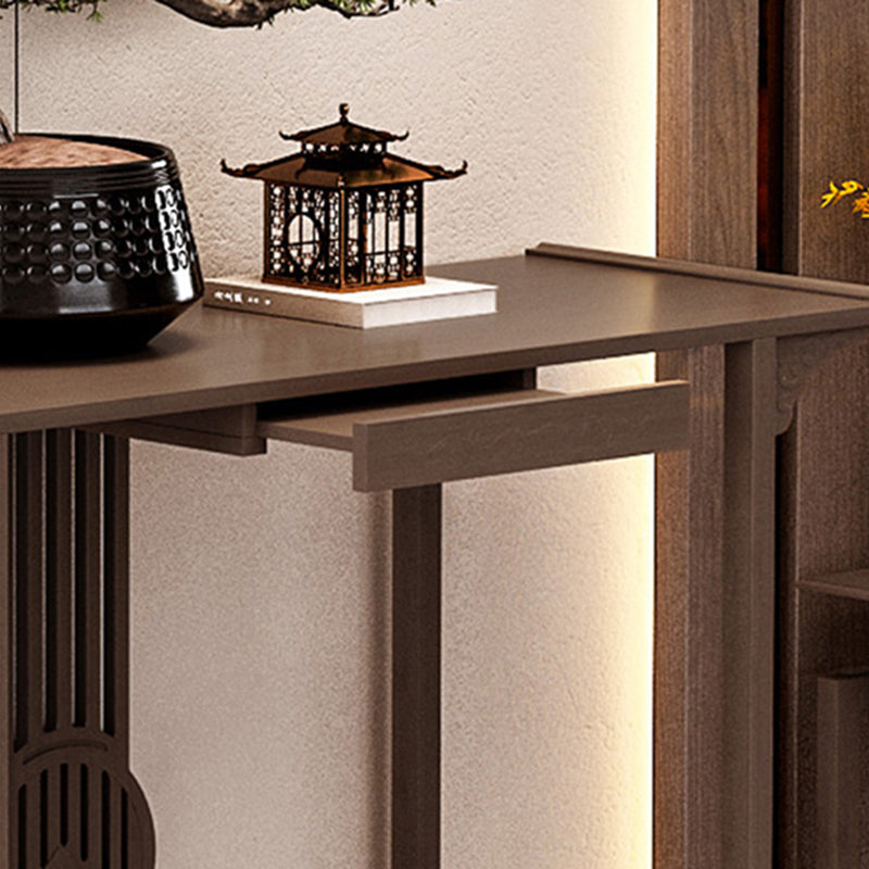 Rectangle Shape Contemporary Console Table Dark Brown Bamboo Console Sofa Table