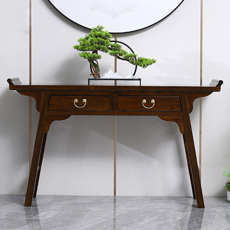 Rectangle Contemporary Console Table Dark Brown Elm Console Sofa Table