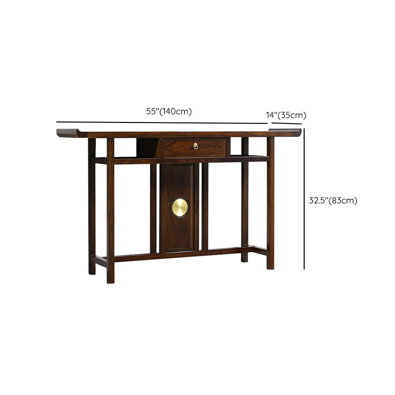 Rectangle Contemporary Console Table Dark Brown Elm Console Sofa Table