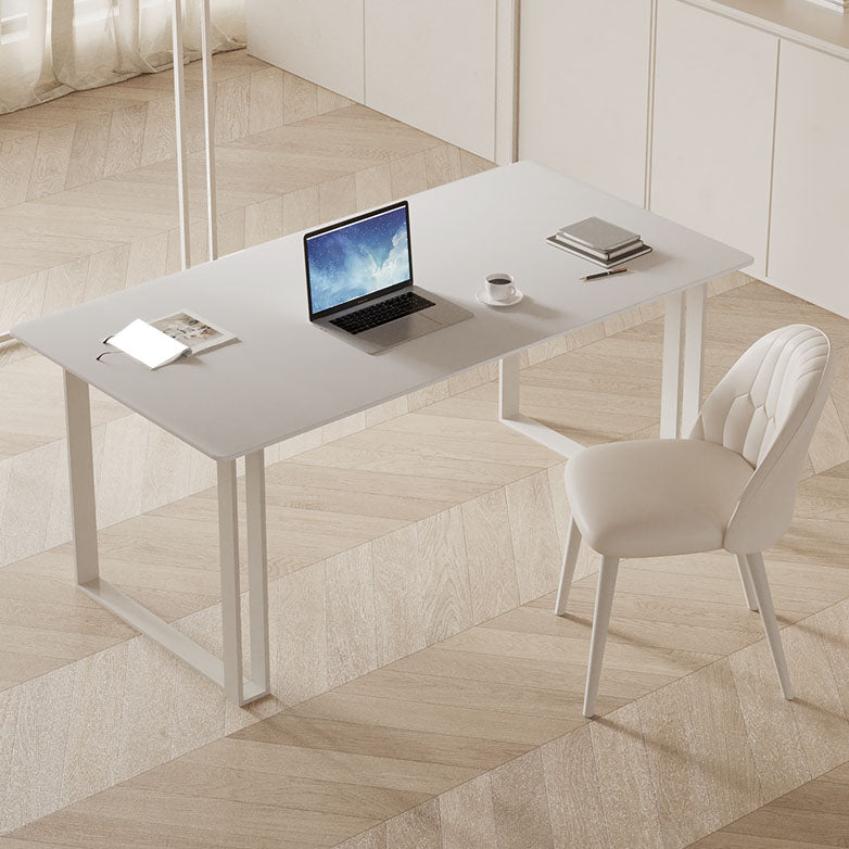 Rectangular Shaped Office Laptop Table Stone Writing Desk in White Clearhalo 'furn' 'furn_office_desk' 'Furniture' 'Office Desks' 'Office Furniture' 'office_desk' 7677263