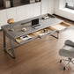 Rectangle Stone Top Office Desk Metal Base Industrial Writing Desk for Office 70.9"L x 29.5"W x 29.5"H Clearhalo 'furn' 'furn_office_desk' 'Furniture' 'Office Desks' 'Office Furniture' 'office_desk' 7677316