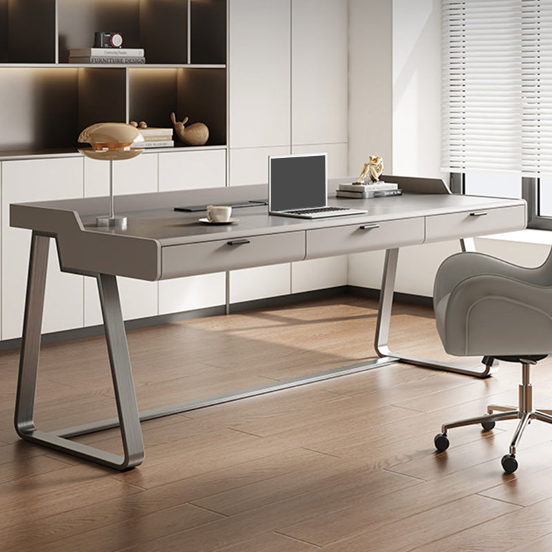 Rectangle Stone Top Office Desk Metal Base Industrial Writing Desk for Office 55.1"L x 29.5"W x 29.5"H Clearhalo 'furn' 'furn_office_desk' 'Furniture' 'Office Desks' 'Office Furniture' 'office_desk' 7677318